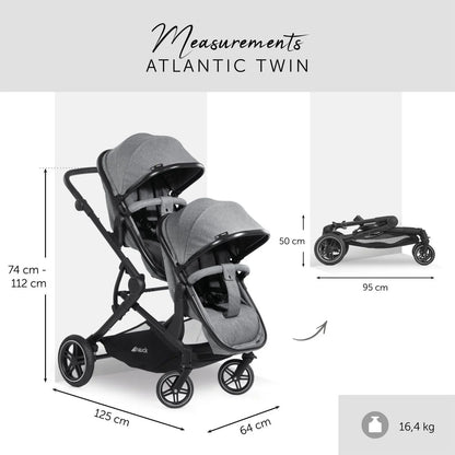 Hauck Atlantic Twin Double Stroller - Grey