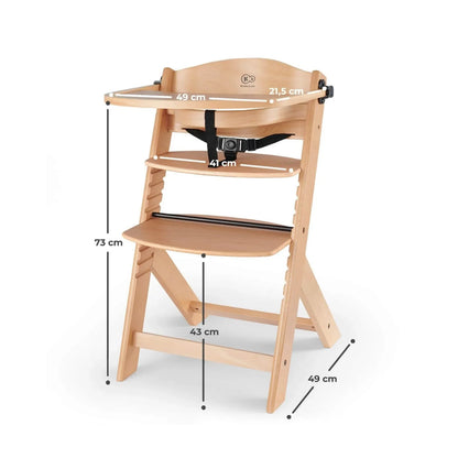 Kinderkraft Enock Wooden Highchair - Wooden Natural