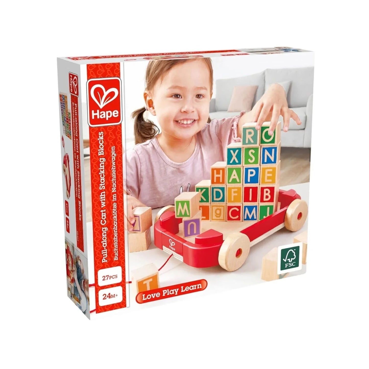 Hape Pull Along Cart with Stacking Blocks