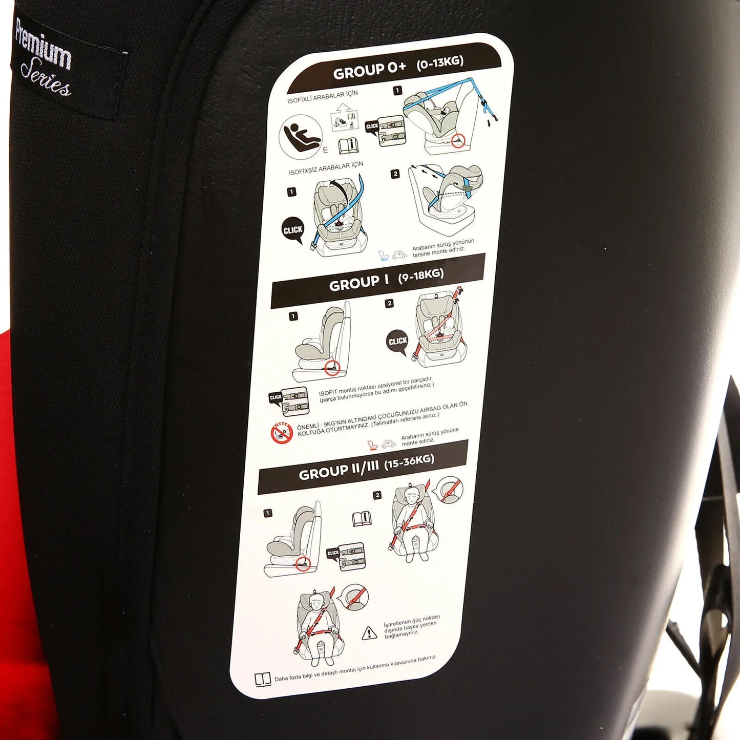 baby plus Orbitfix Group 0+/1/2/3 (Birt to 12 Years) Car Seat - Black Red