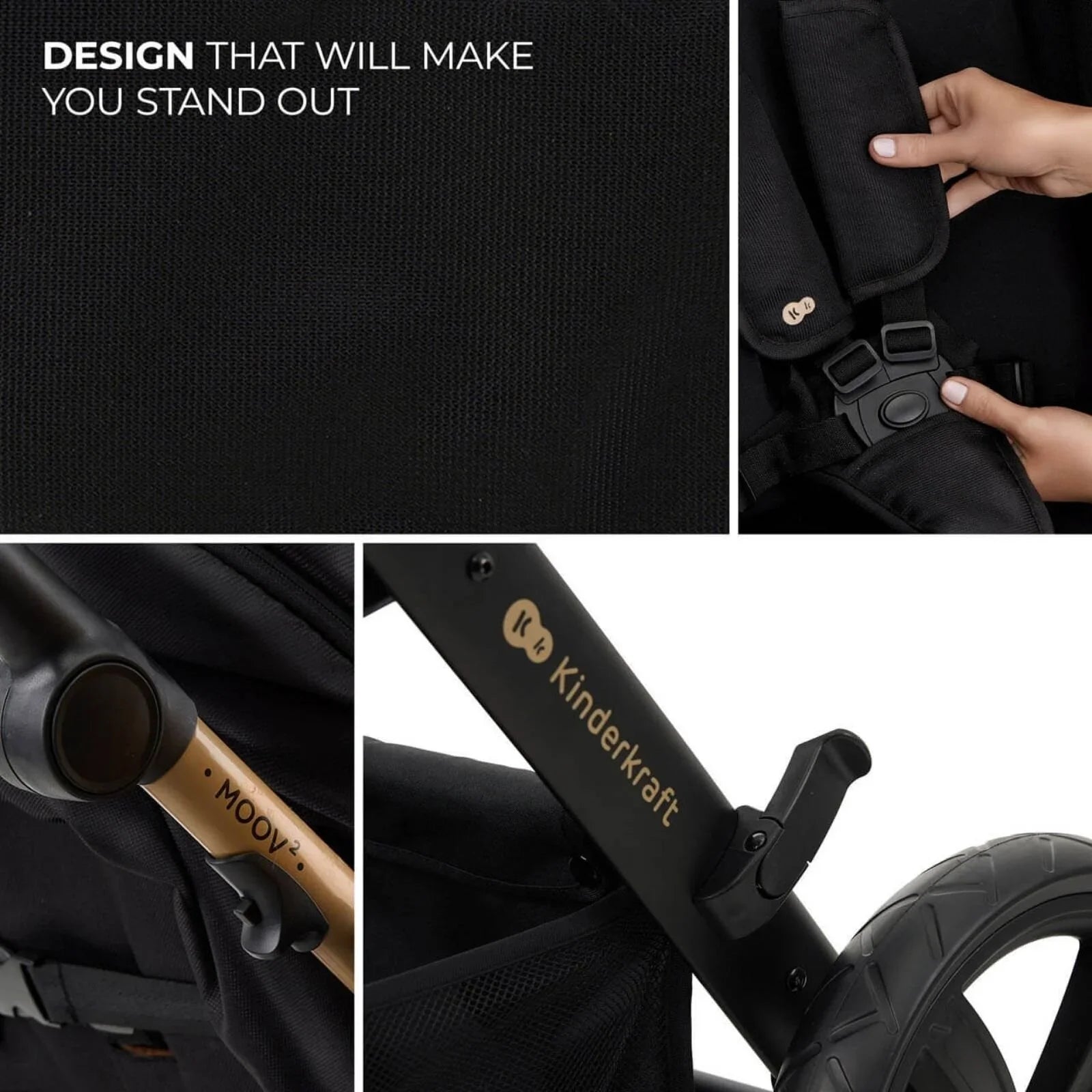 Close up of premium eco-leather handle and brake system