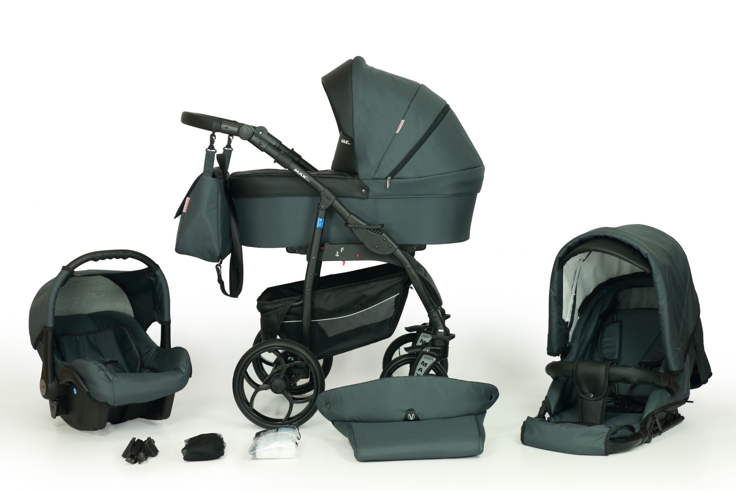 Gymax 3 in 1 foldable steel travel system baby stroller pram top