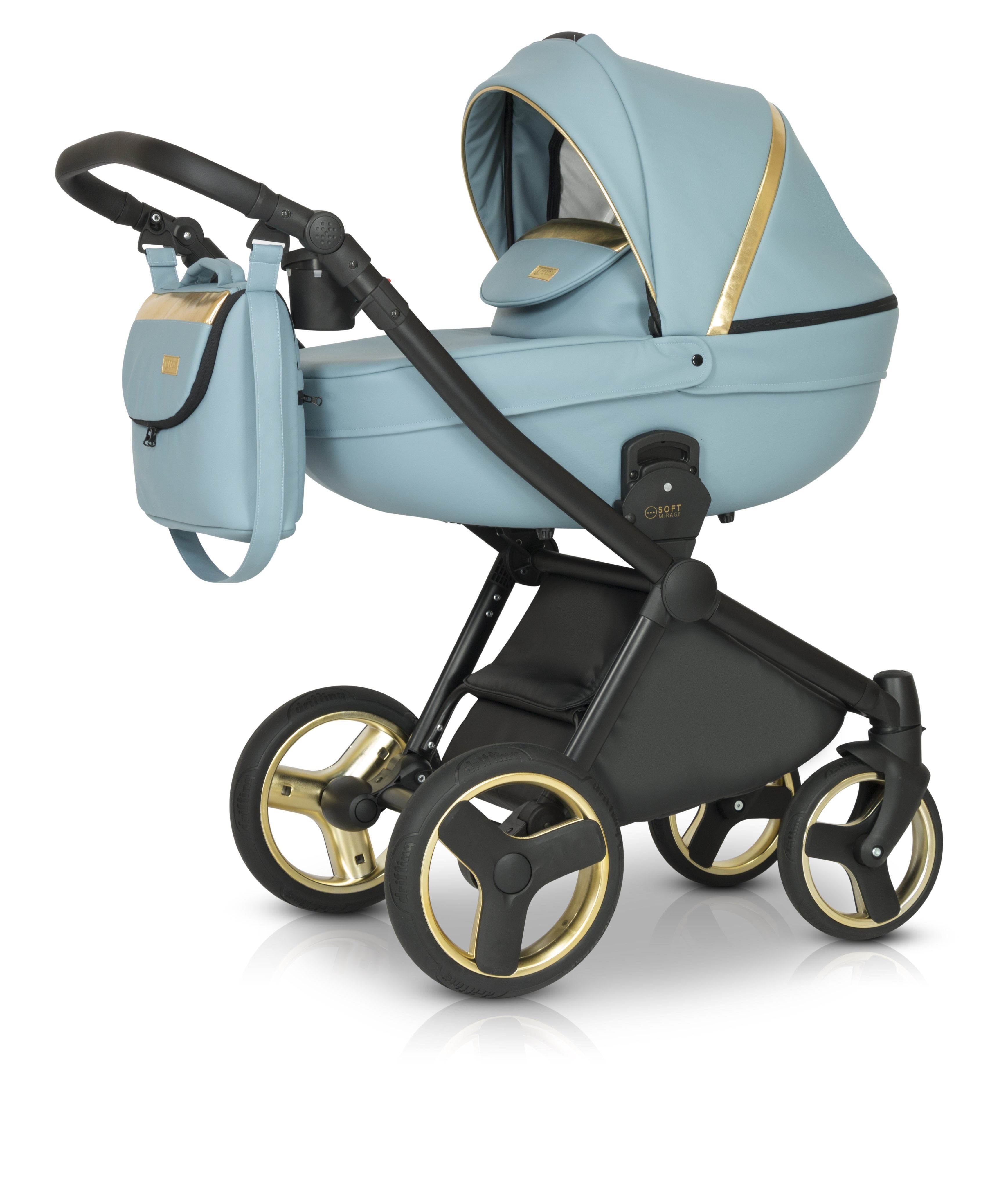 Stroller Pram Travel system with Isofix Eco Leather Mirage Soft Pram Bello Babies